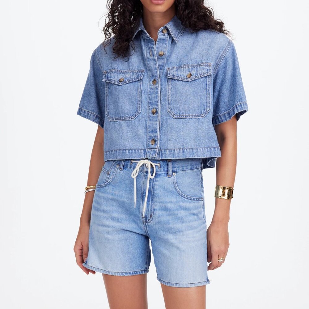 NEW Sold Out Madewell Drawstring Denim Airy Short Size 25